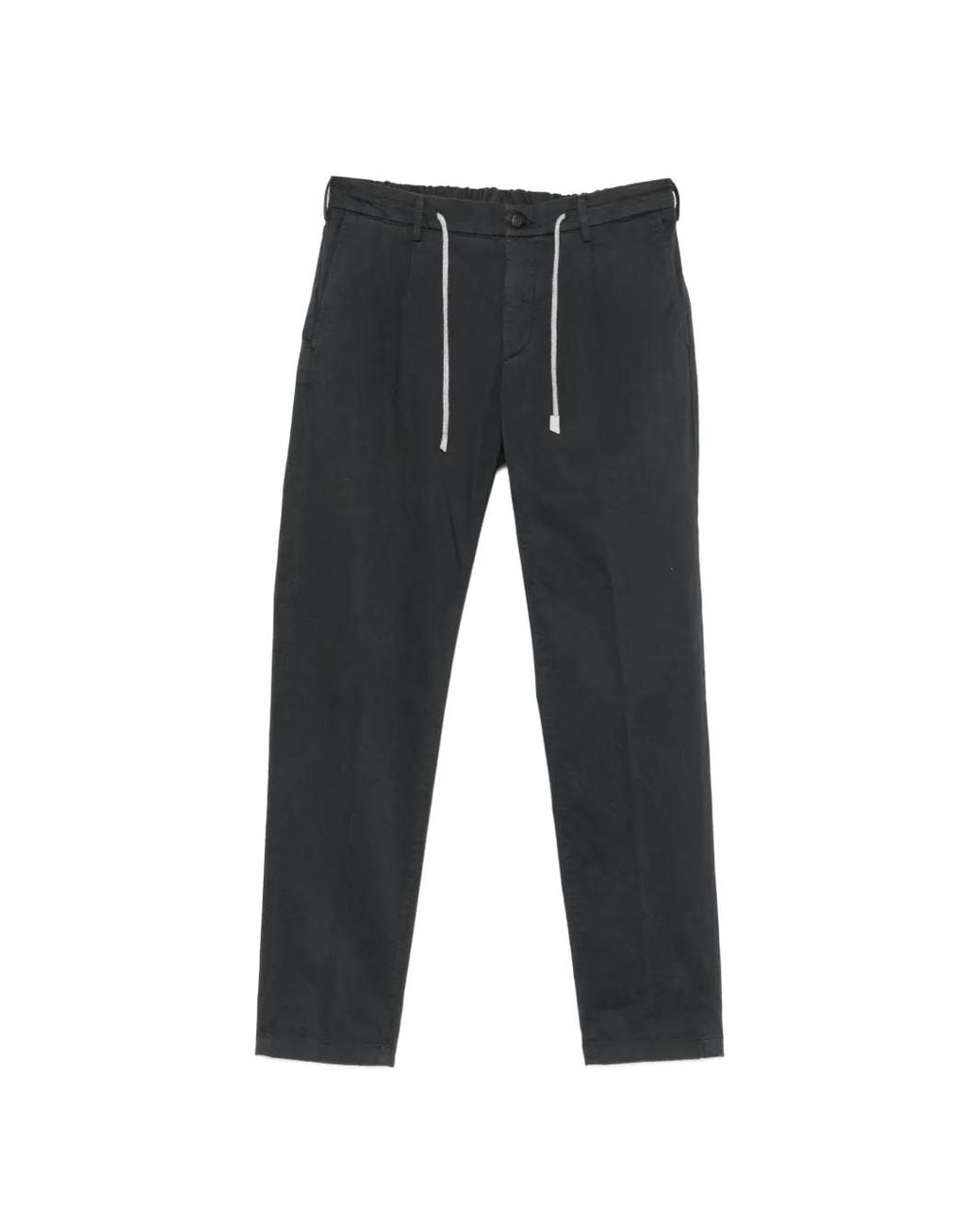 Eleventy Black Drawstring Straight-Leg Trousers for men