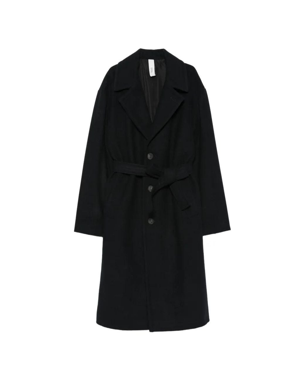 Hevò Black Ostuni Belted Coat for men