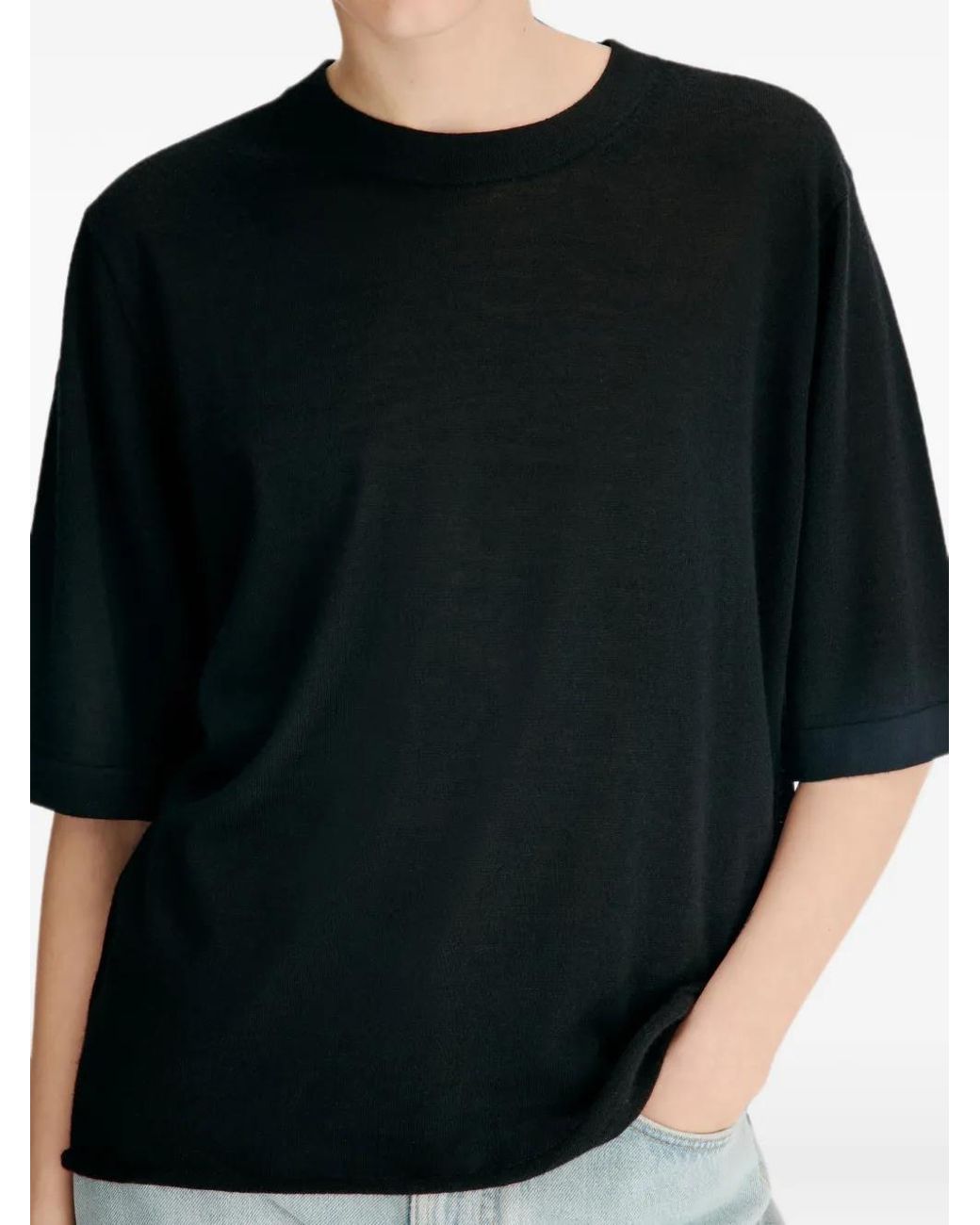 Loulou de Saison Black Nala Lds Cashmere T-Shirt