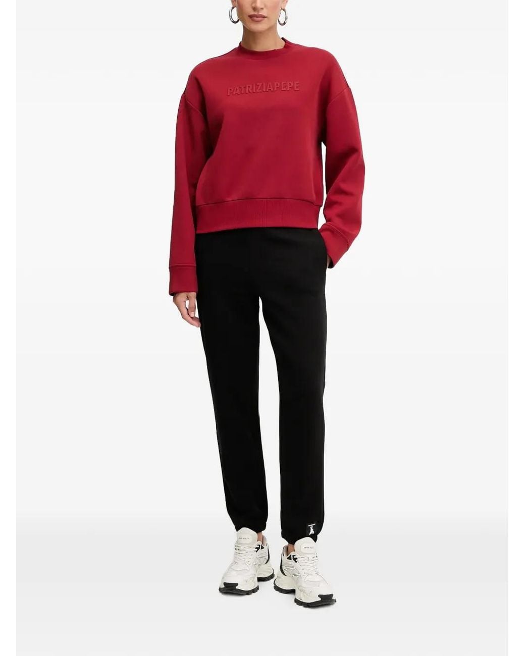 Patrizia Pepe Black Logo-Patch Track Pants