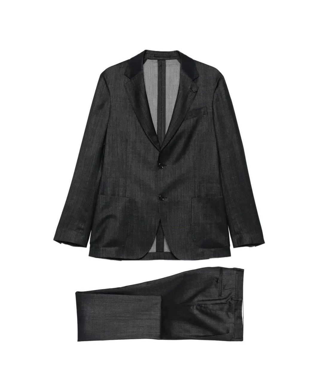 Lardini Black Flower-Pin Suit for men