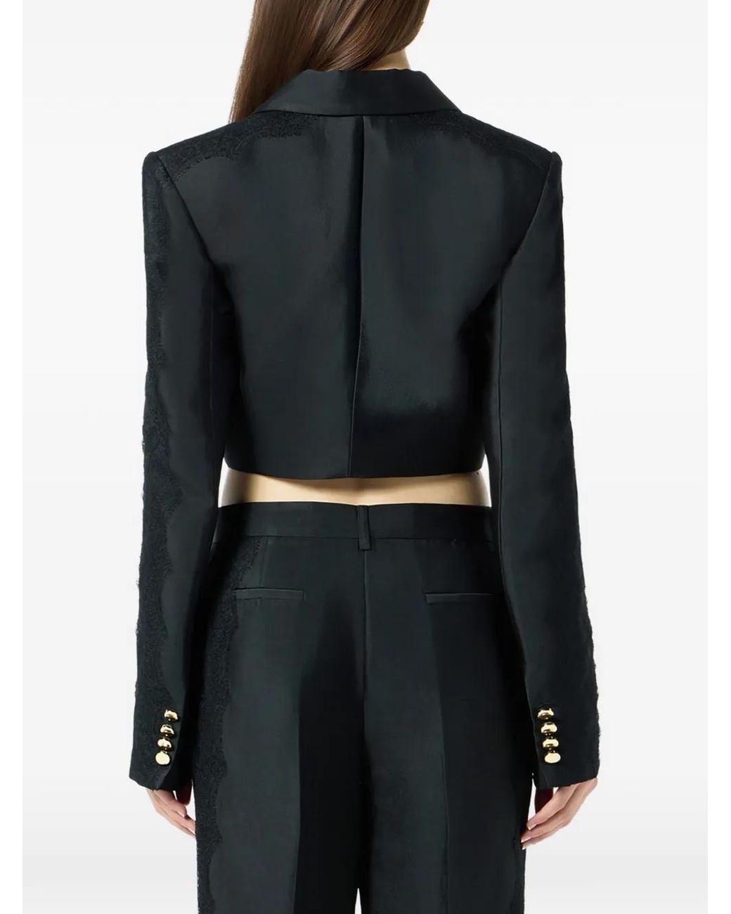 Blumarine Black Veste En Dentelle À Structure En Diagonale