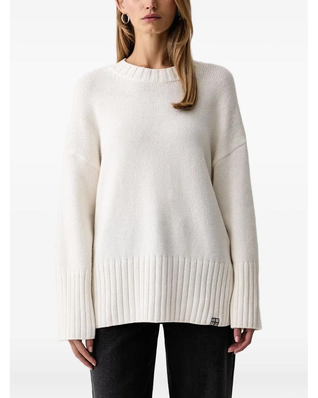Barbour White Gaia Ribbed-Knit Sweater