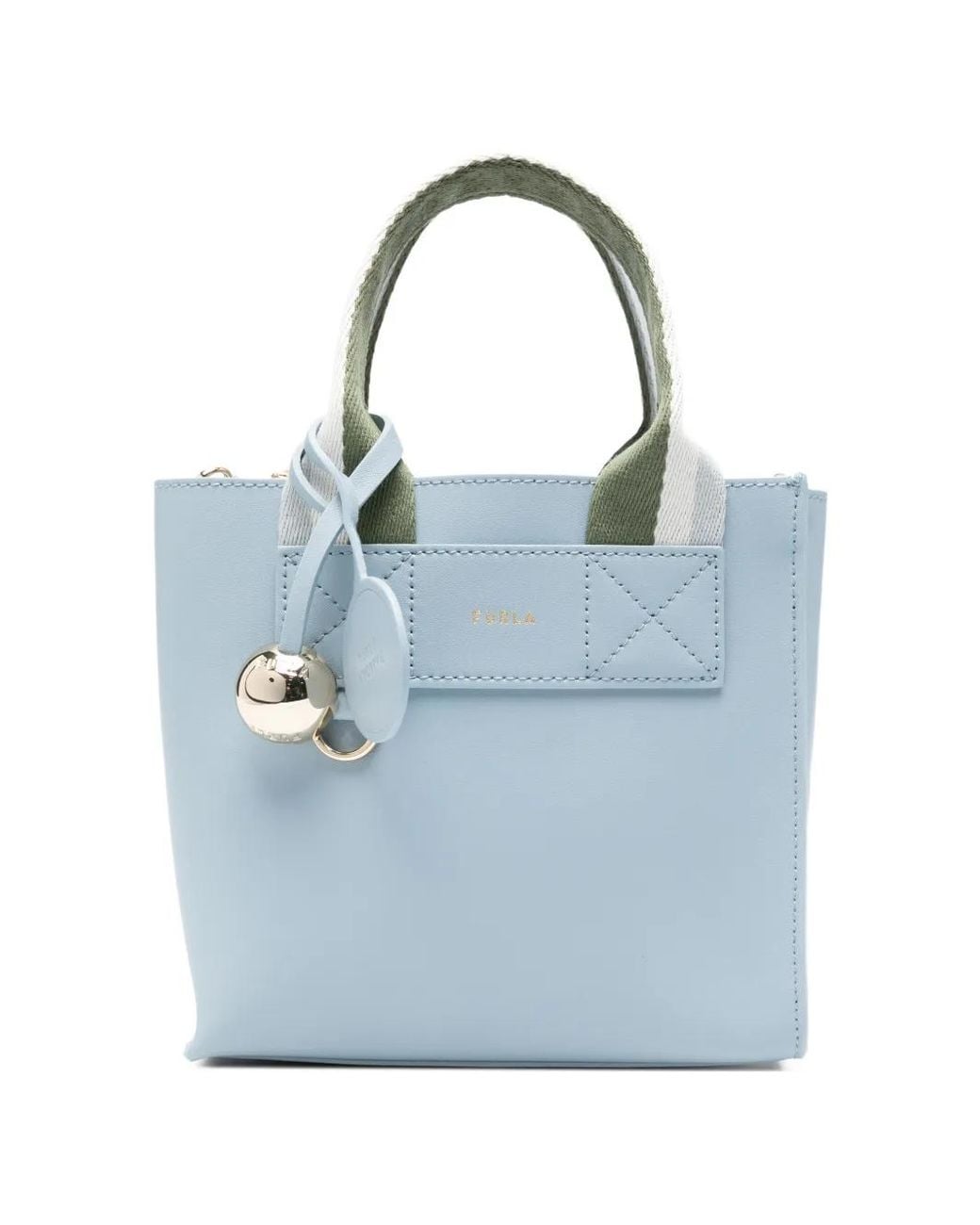 Furla Blue Logo-Print Panelled Tote Bag