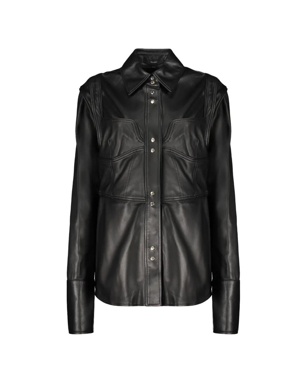 Ellery Black Panelled Calf Leather Shirt
