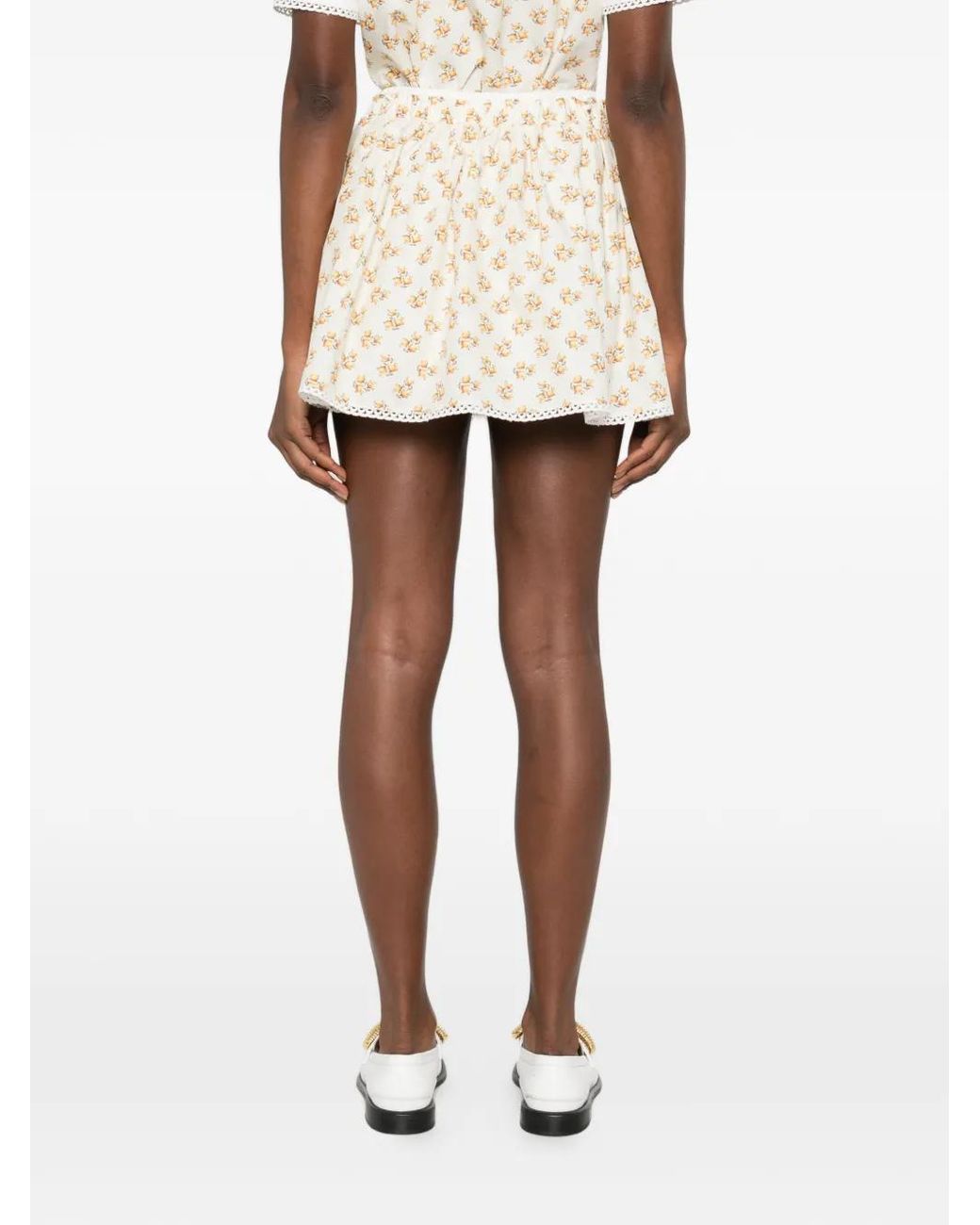Maje Natural Printed Skirt With Rickrack Trim
