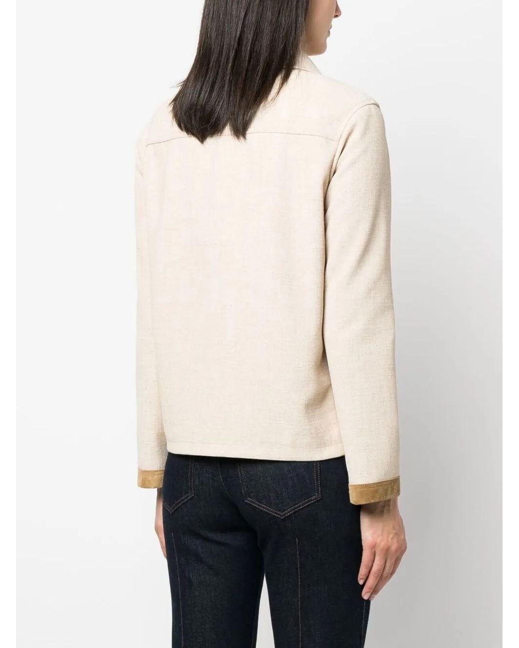 Fay Natural Contrasting-Trim Fitted Jacket