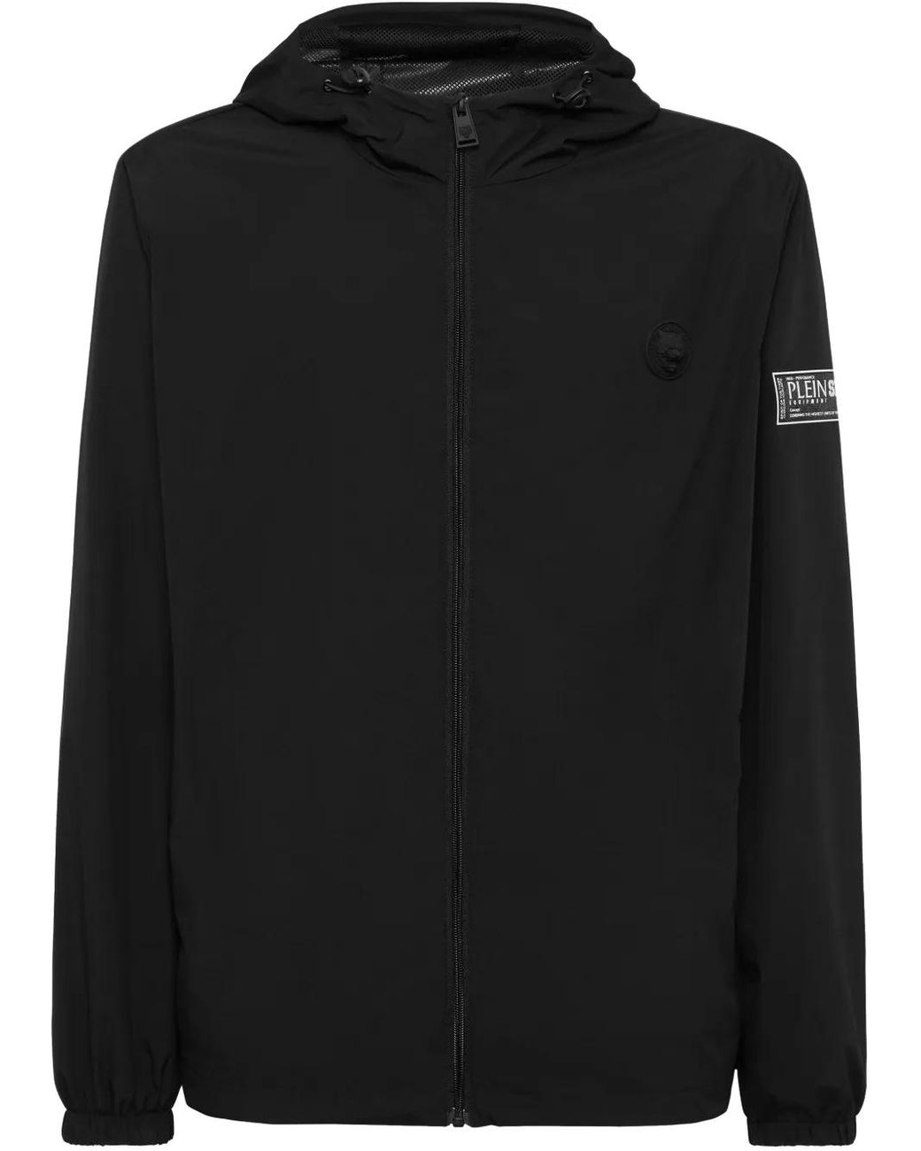 Philipp Plein Black Zip-Up Windbreaker Jacket for men