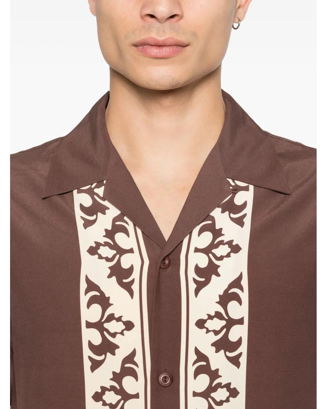 Sandro Pink Contrast Print Loose-Fit Shirt for men
