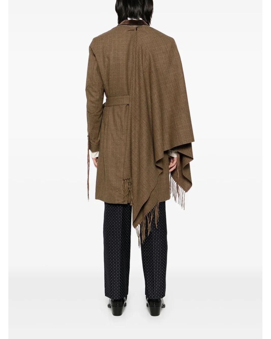 Midorikawa Brown Raw Edge Detailing Coat for men