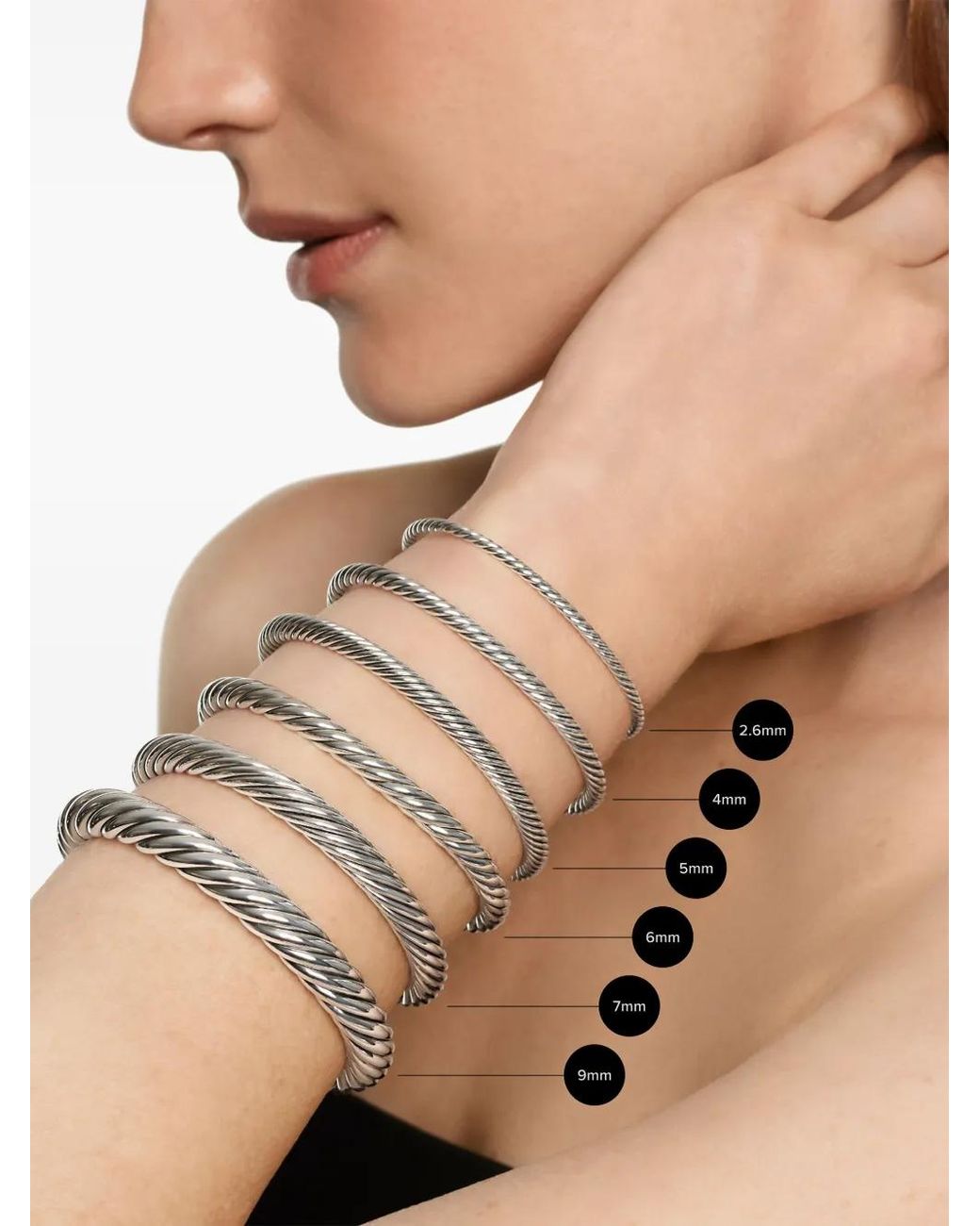 David Yurman White Bracelet Cable Flex Center Station En Sterling Serti De Diamants