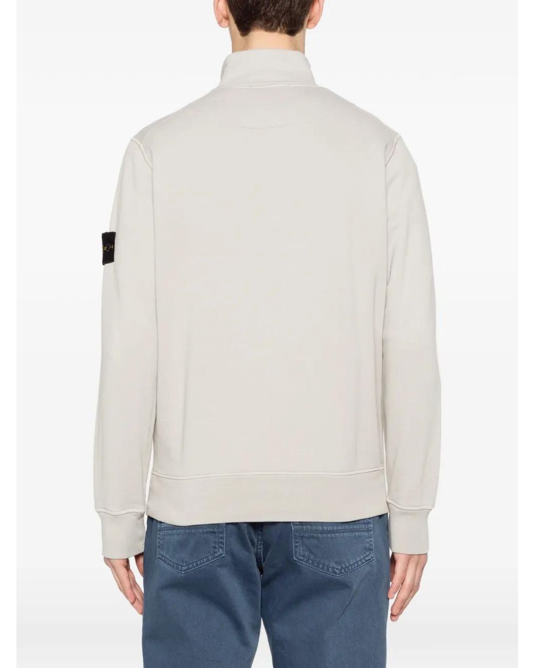 Stone Island White 6100070 Organic Cotton Fleece Sweatshirt for men