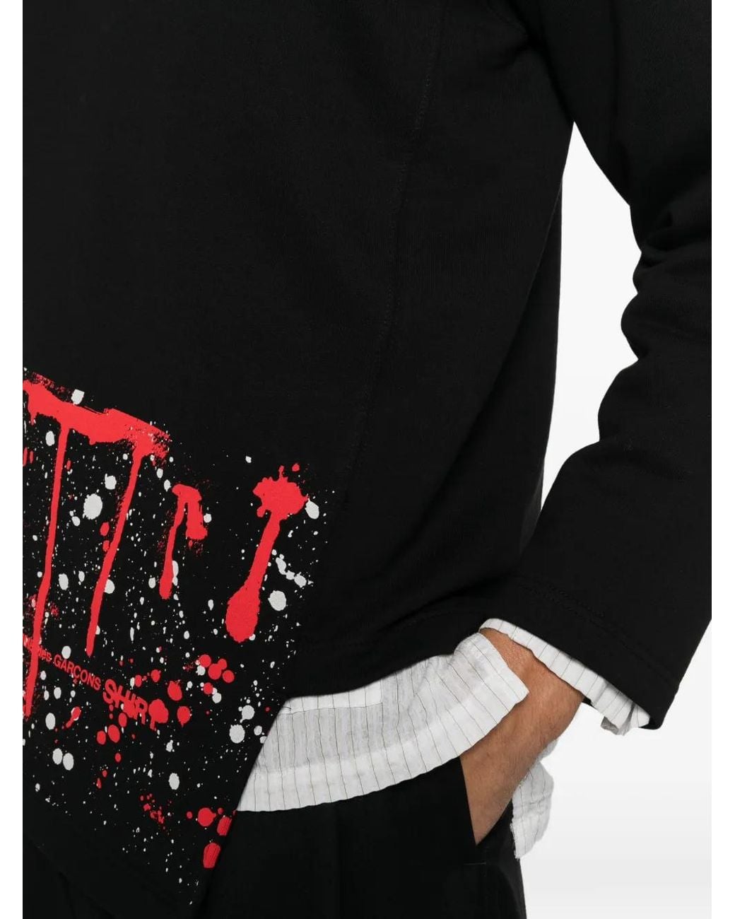 Comme des Garçons Black Paint-Splatter Asymmetric Sweatshirt for men