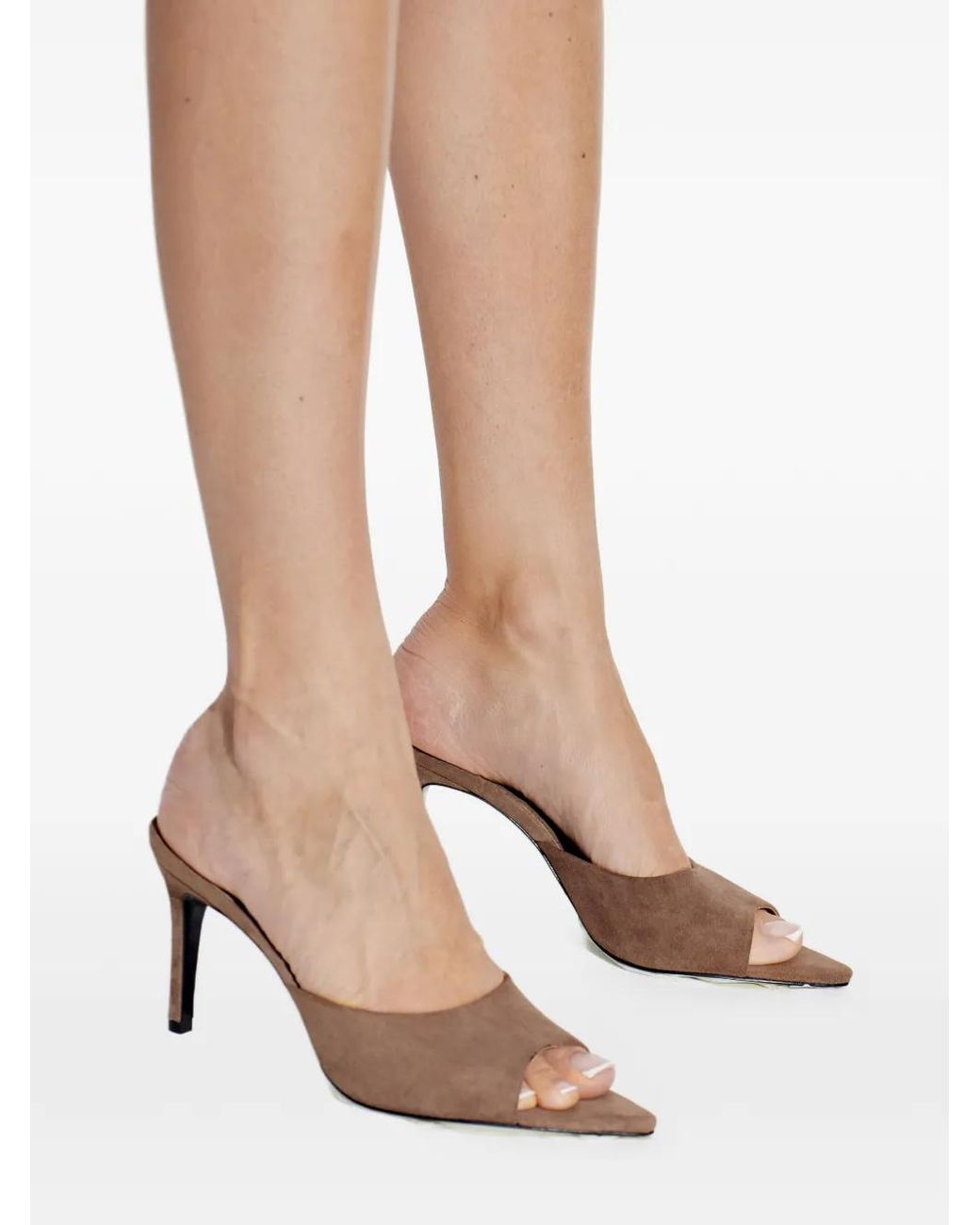 Black Suede Studio Brown Belle Suede Heeled Sandals