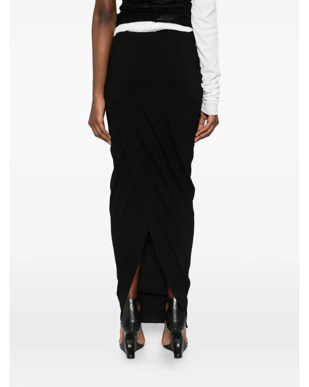 Rick Owens Black Jupe Pillar À Coupe Longue