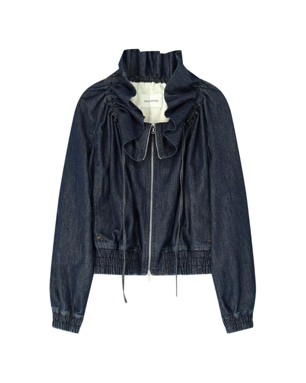 Dries Van Noten Blue Ruffled Denim Jacket