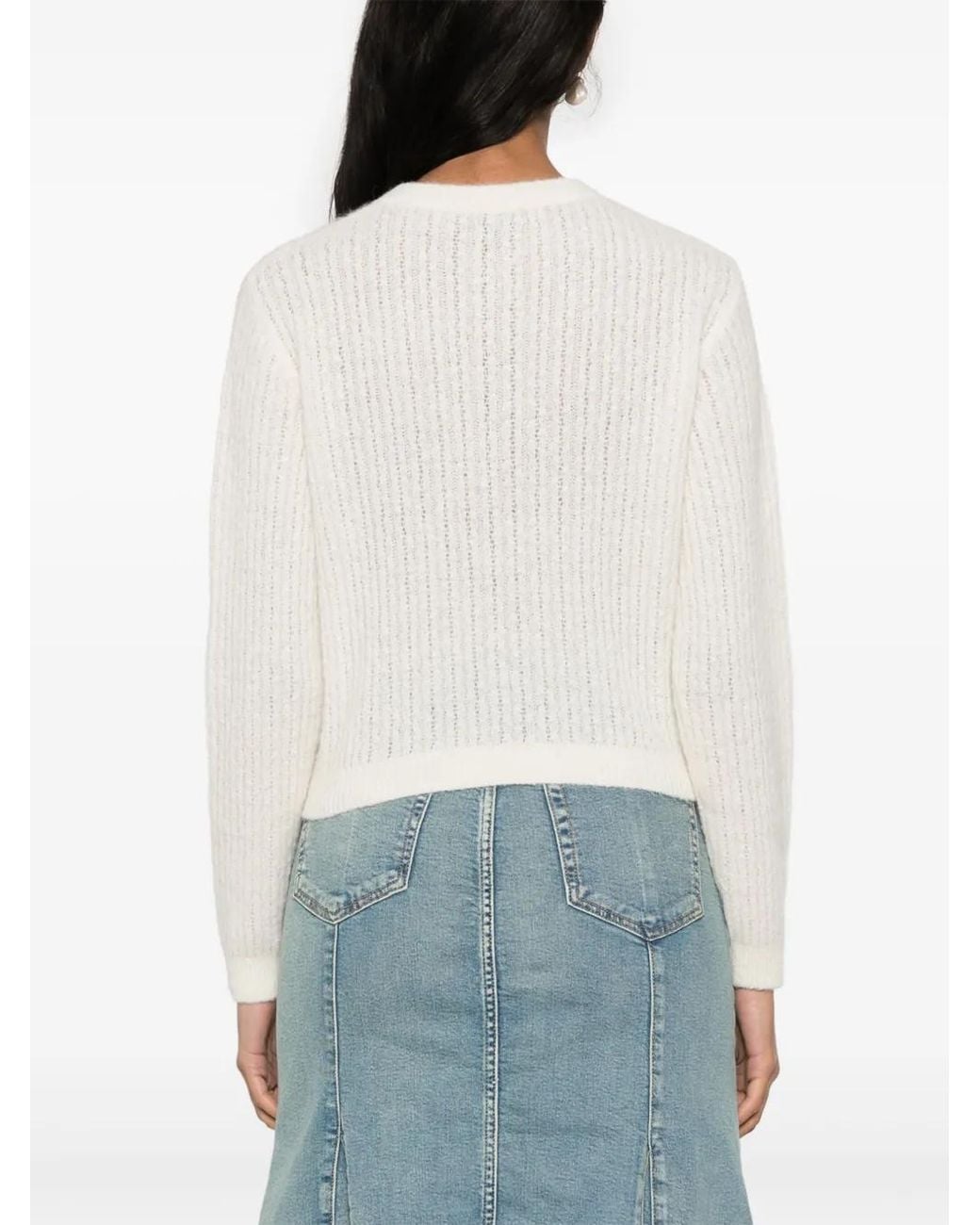 A.P.C. White Milo Cable-Knit Cardigan