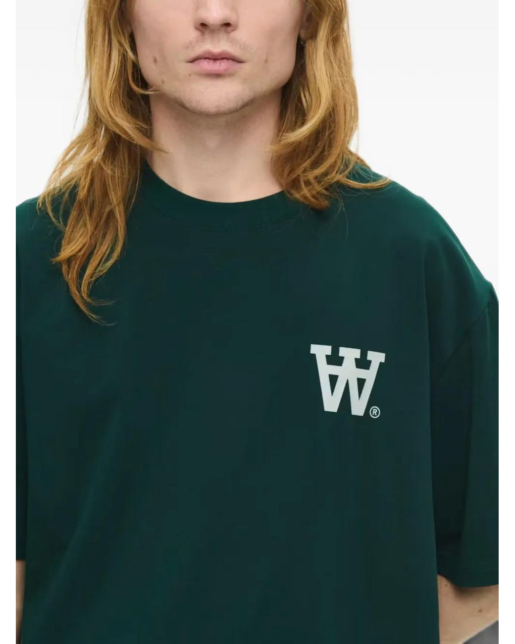 WOOD WOOD Green T-Shirt Wwliam À Logo Imprimé for men