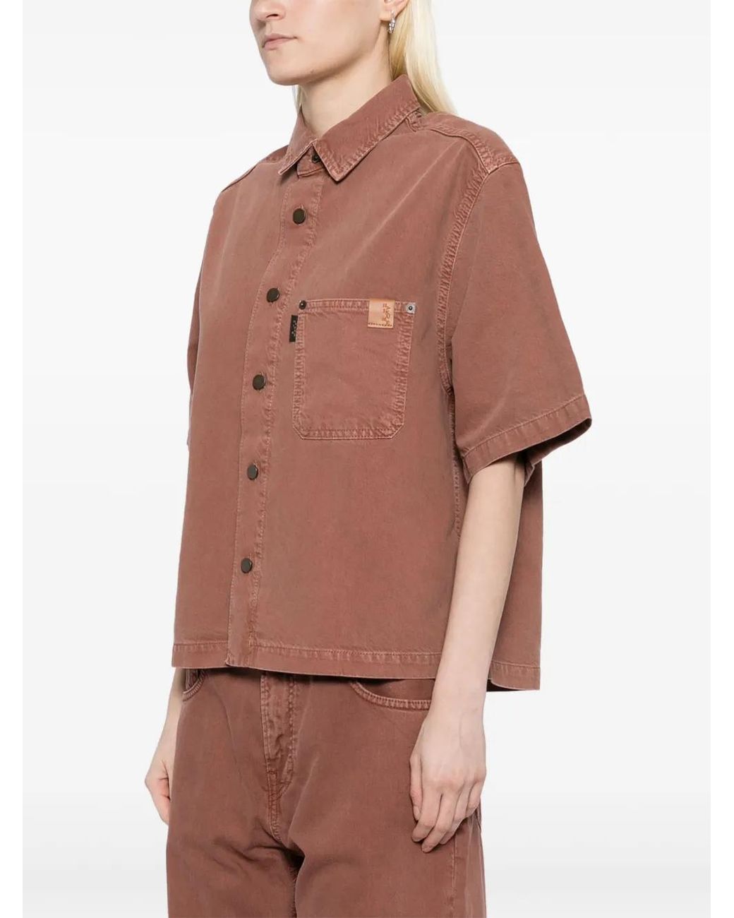 Haikure Pink Logo-Patch Shirt