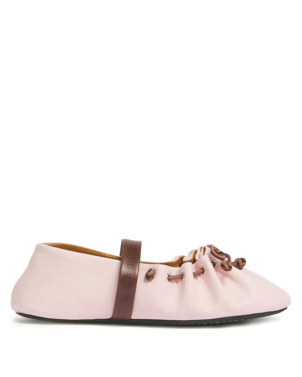 Marni Pink And Leather Mary Jane Soft Ballerina