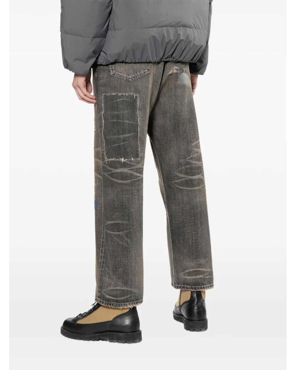 Neighborhood Gray Patchwork Distressed Jeans for men
