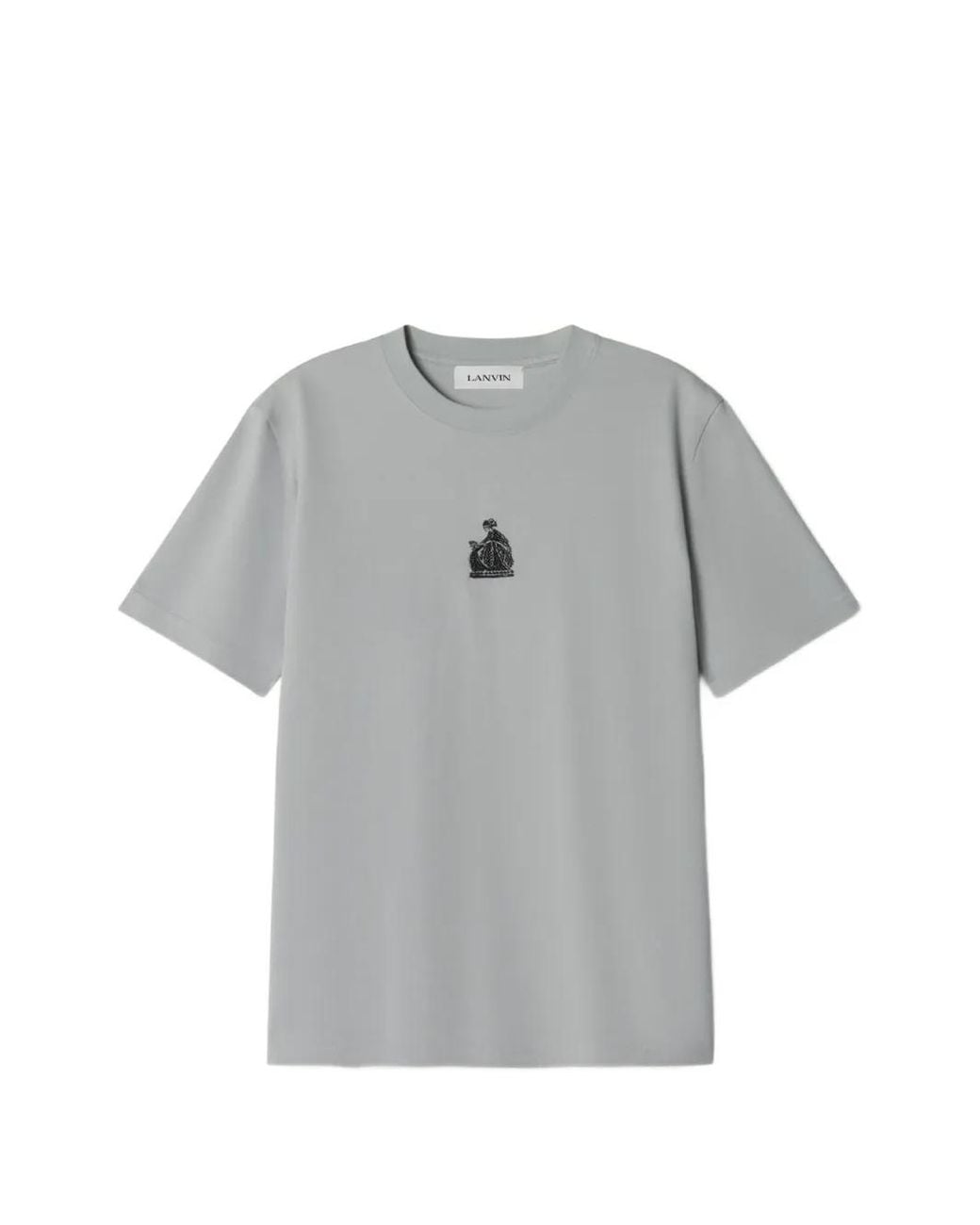 Lanvin Gray Mother And Child Embroidered Cotton Jersey T-Shirt for men