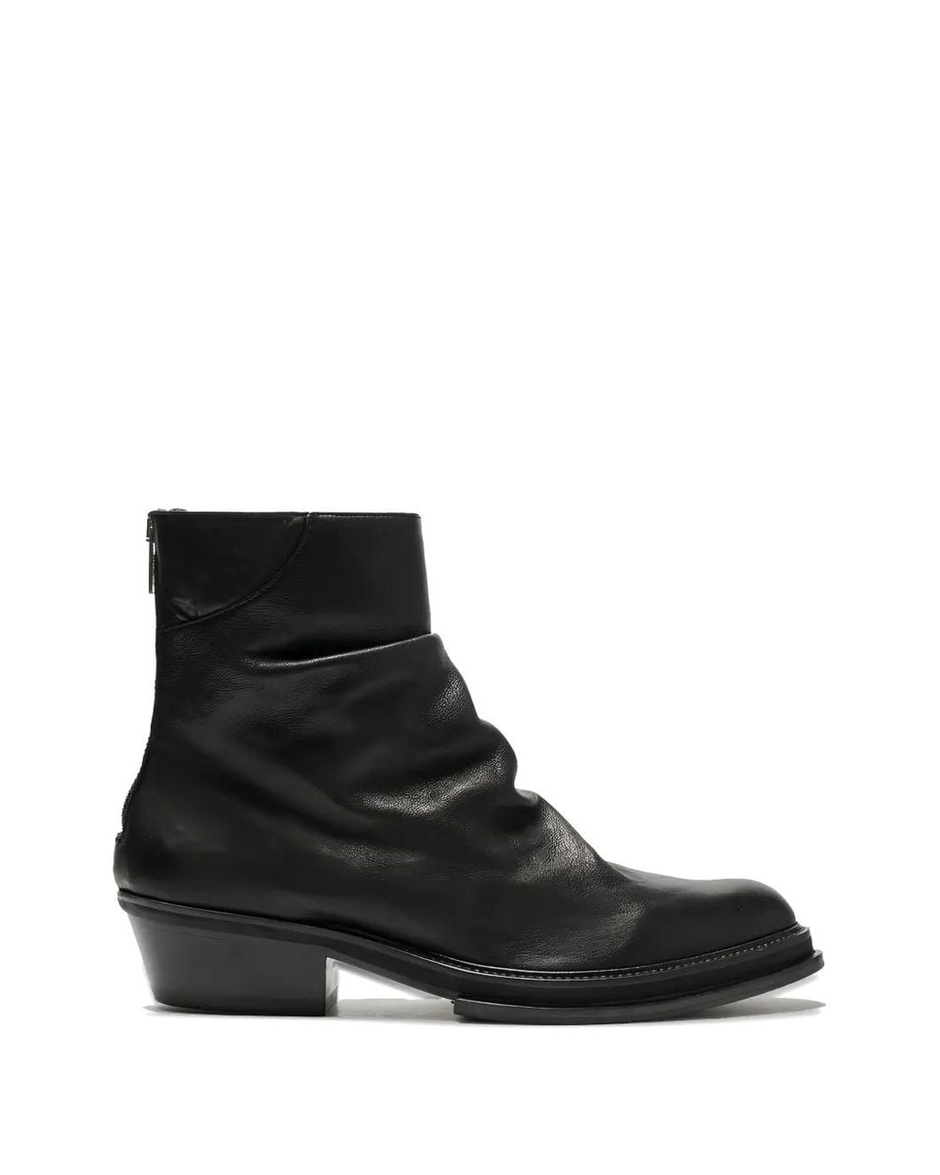 424 Black Ruched Zip-Up Boots for men