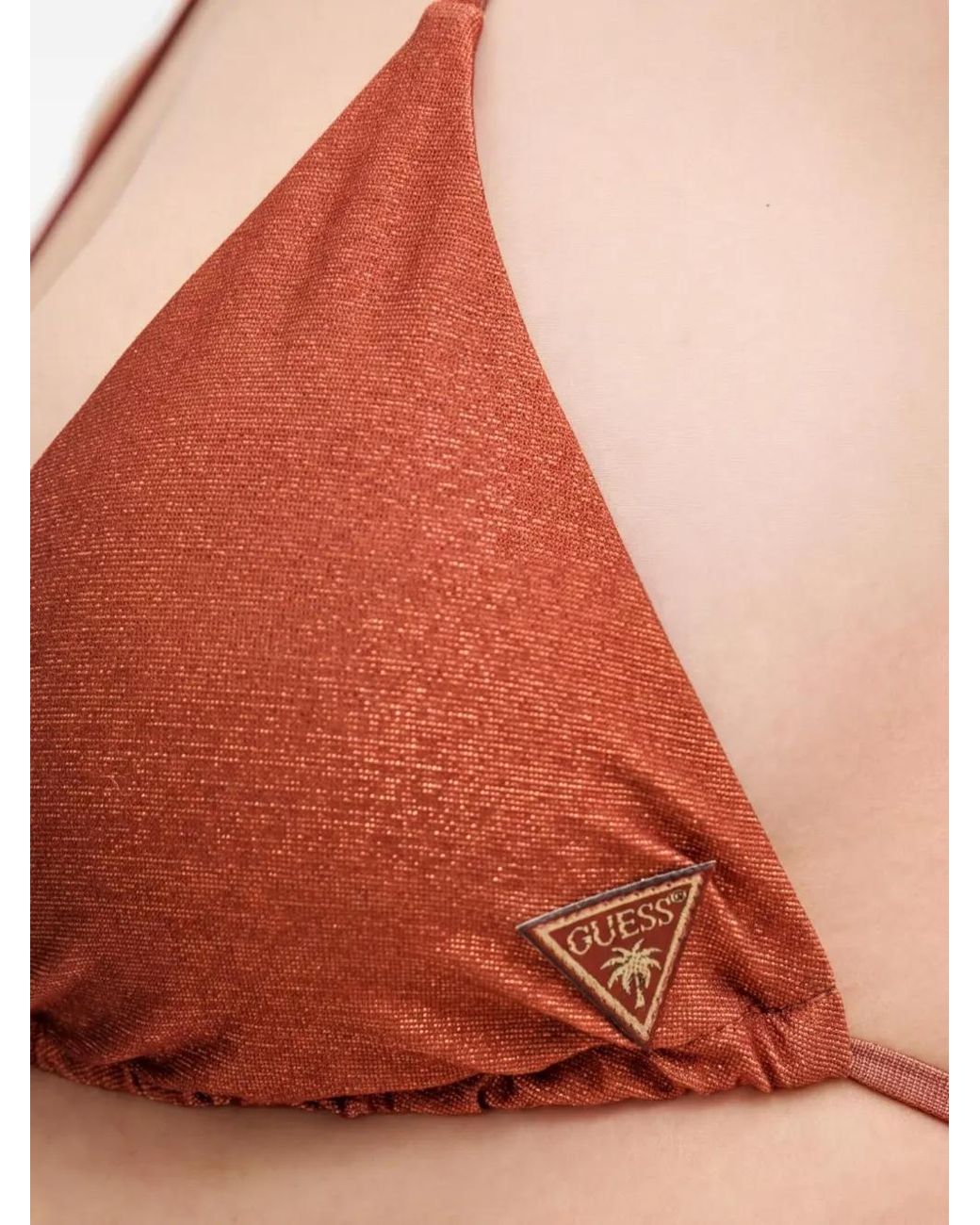 Guess Brown Shimmer-Effect Triangle Bikini Top