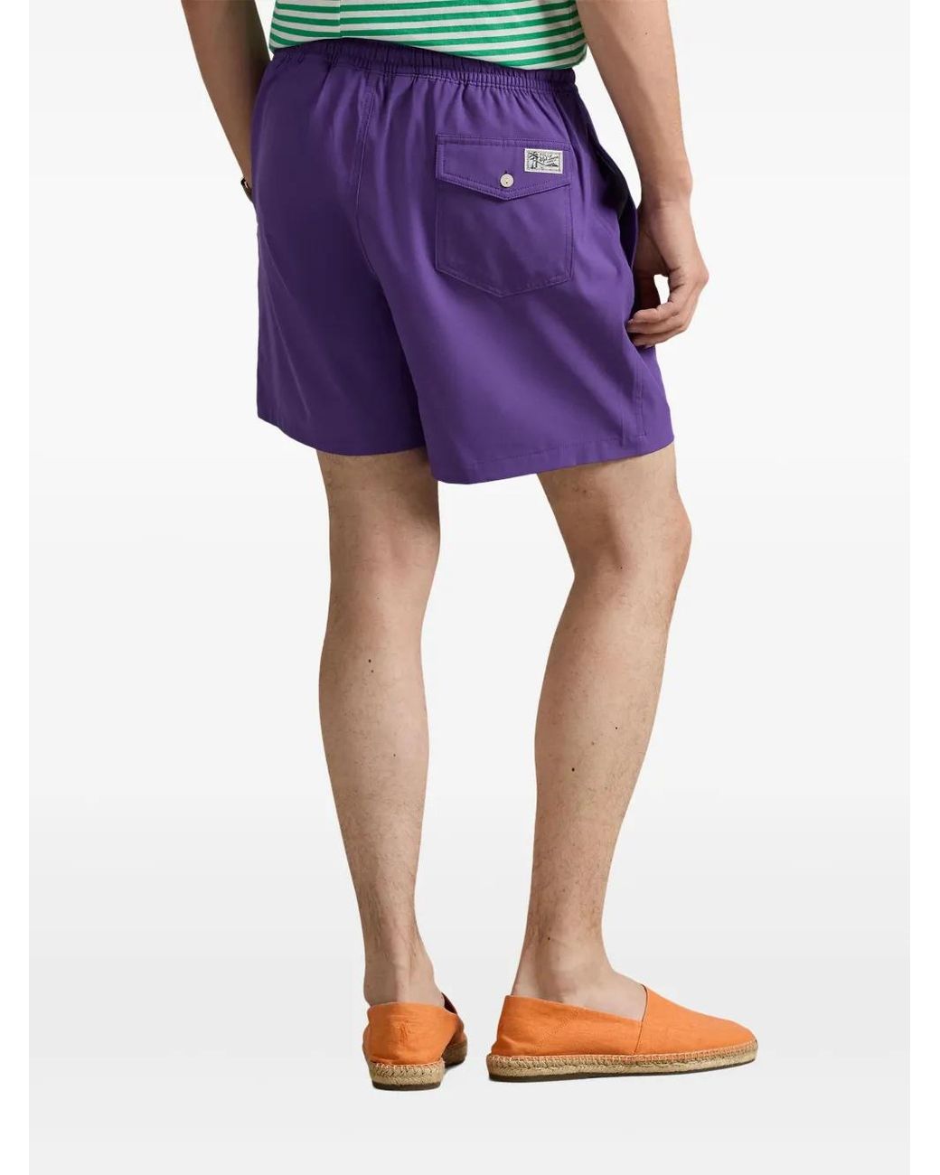 Polo Ralph Lauren Purple Drawstring Embroidered Swim Trunks for men