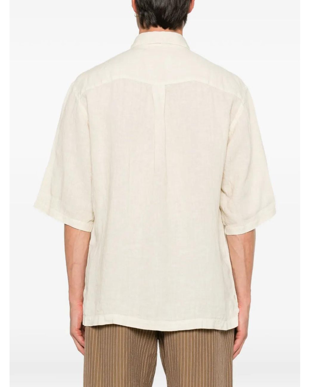 INLINUM White Chest-Pocket Short-Sleeve Shirt for men