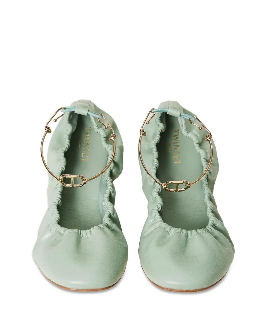 Twinset Green Ankle-Strap Ballet Flats