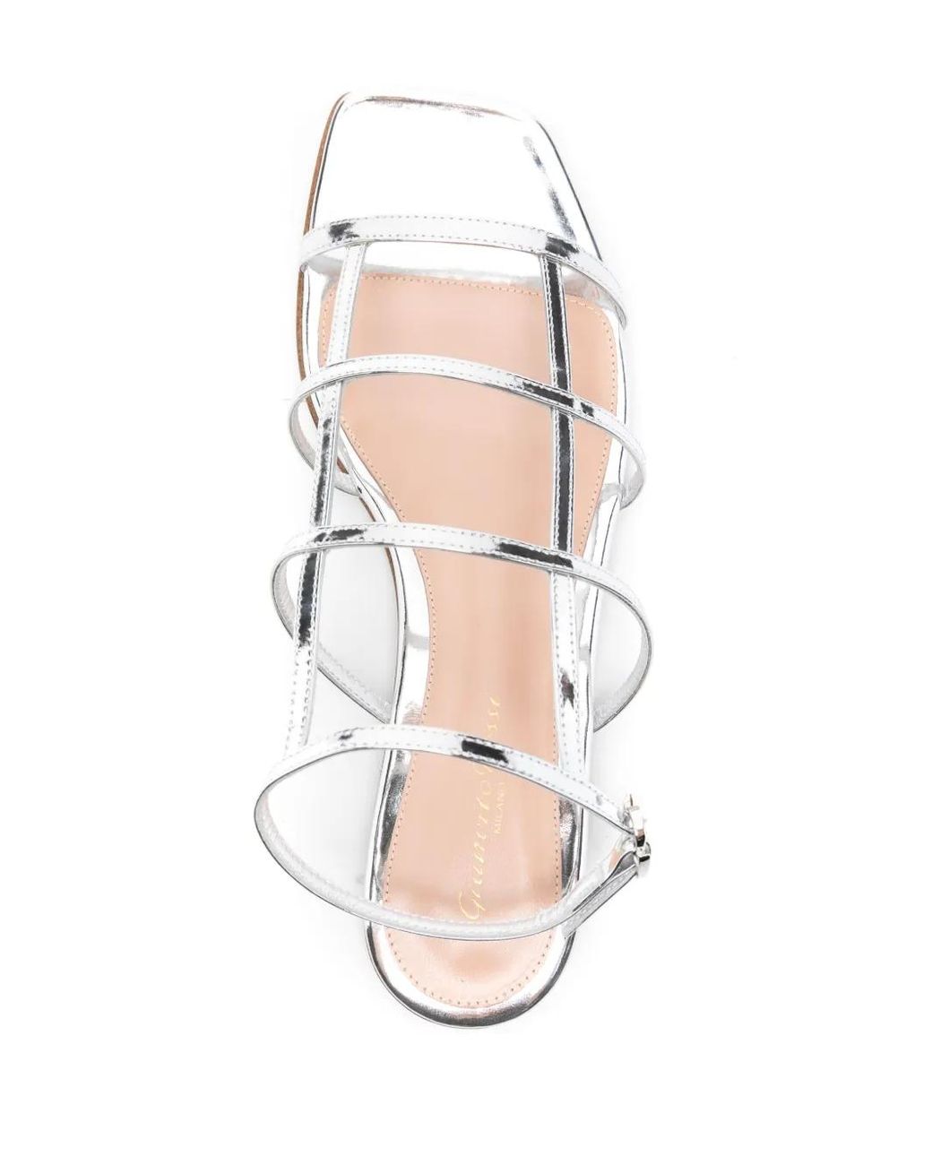Gianvito Rossi White Metallic Leather Flat Sandals