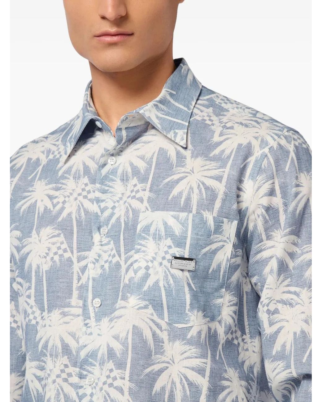 Philipp Plein Blue Shirt Sugar Daddy Cut Ls for men