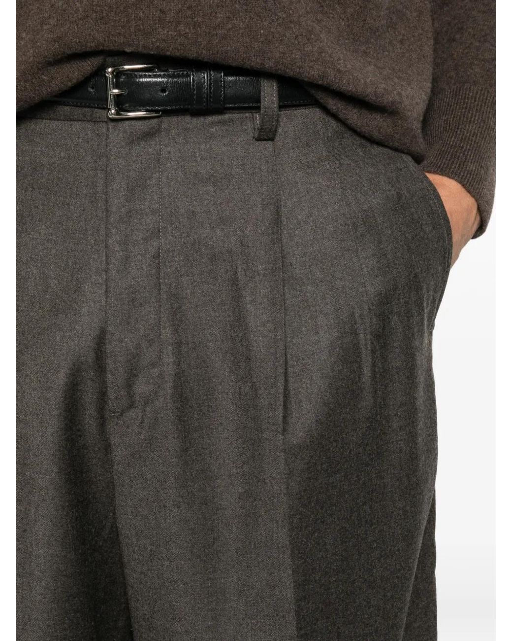 Ssstein Gray Pleated Wide-Leg Trousers for men