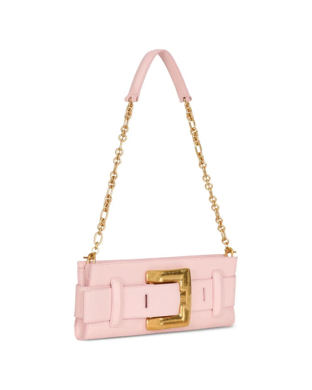 Balmain Pink Anthem Smooth Leather Clutch