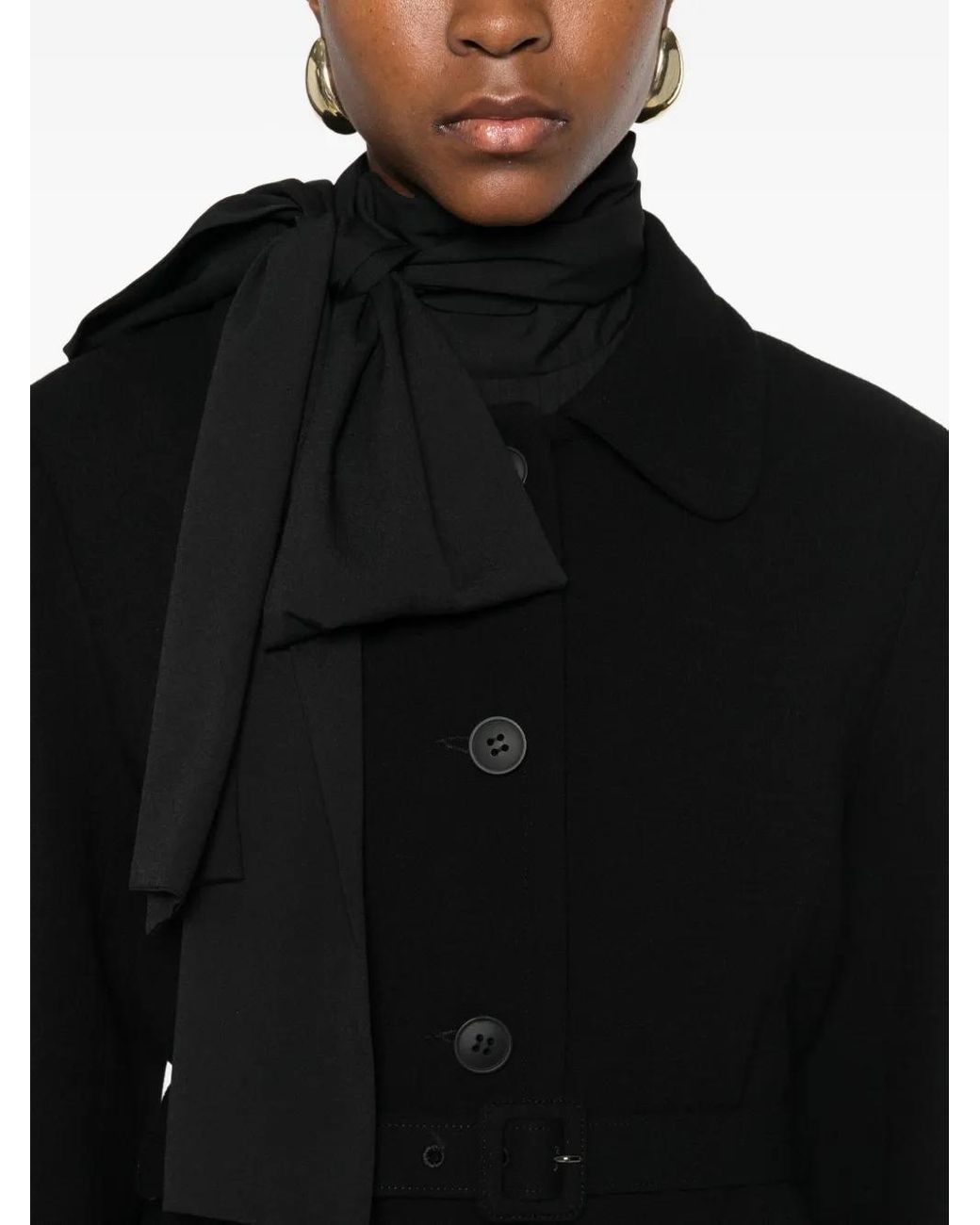 P.A.R.O.S.H. Black Belted Button-Up Coat