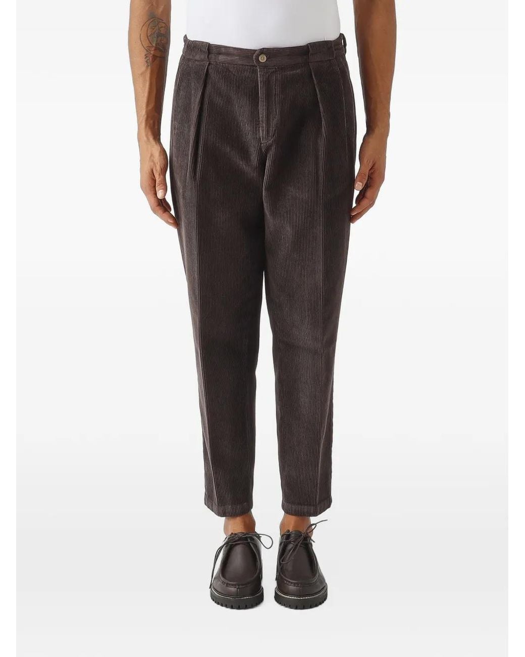 Briglia 1949 Black Portobello Pleated Corduroy Trousers for men