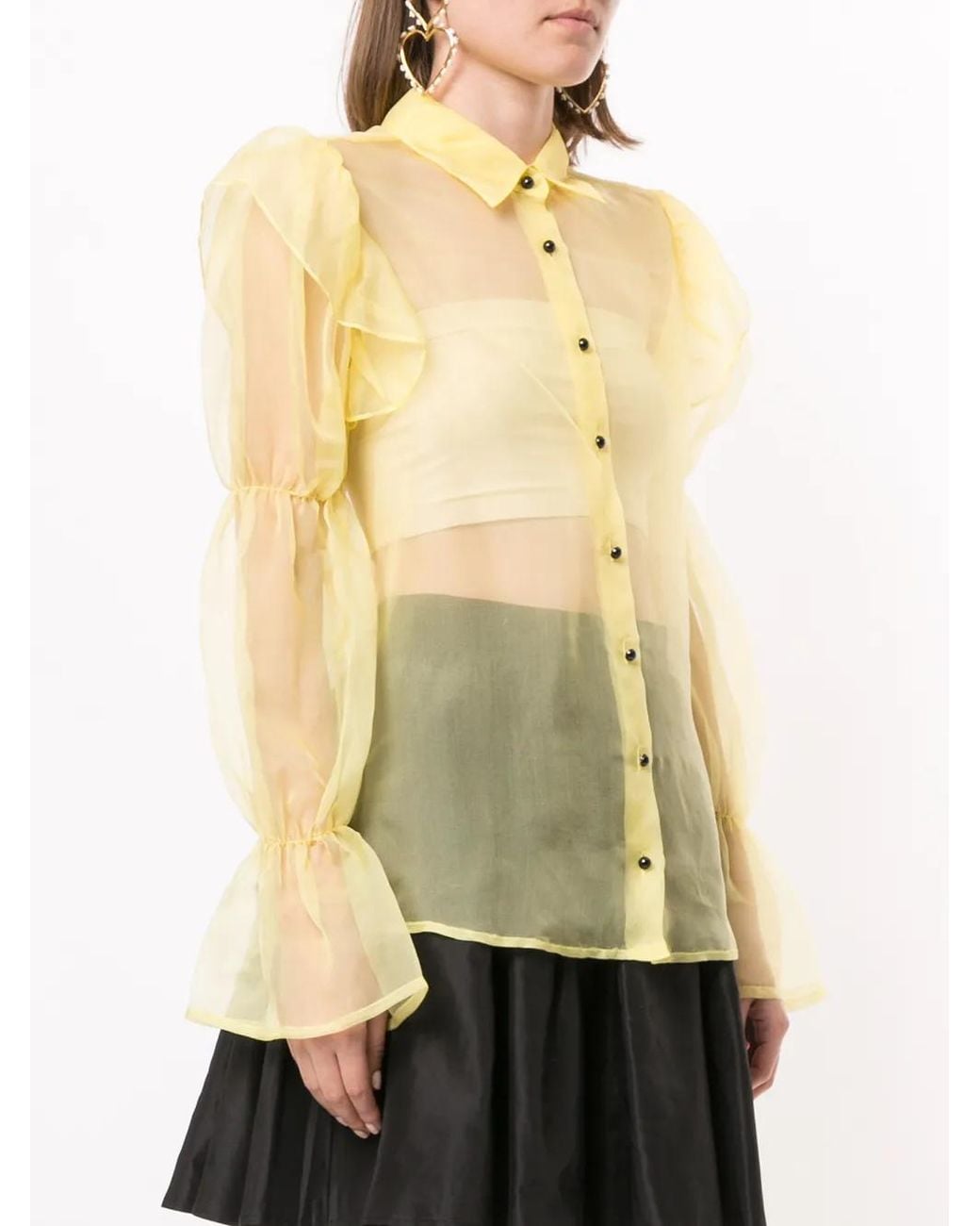Macgraw Yellow Souffle Sheer Blouse