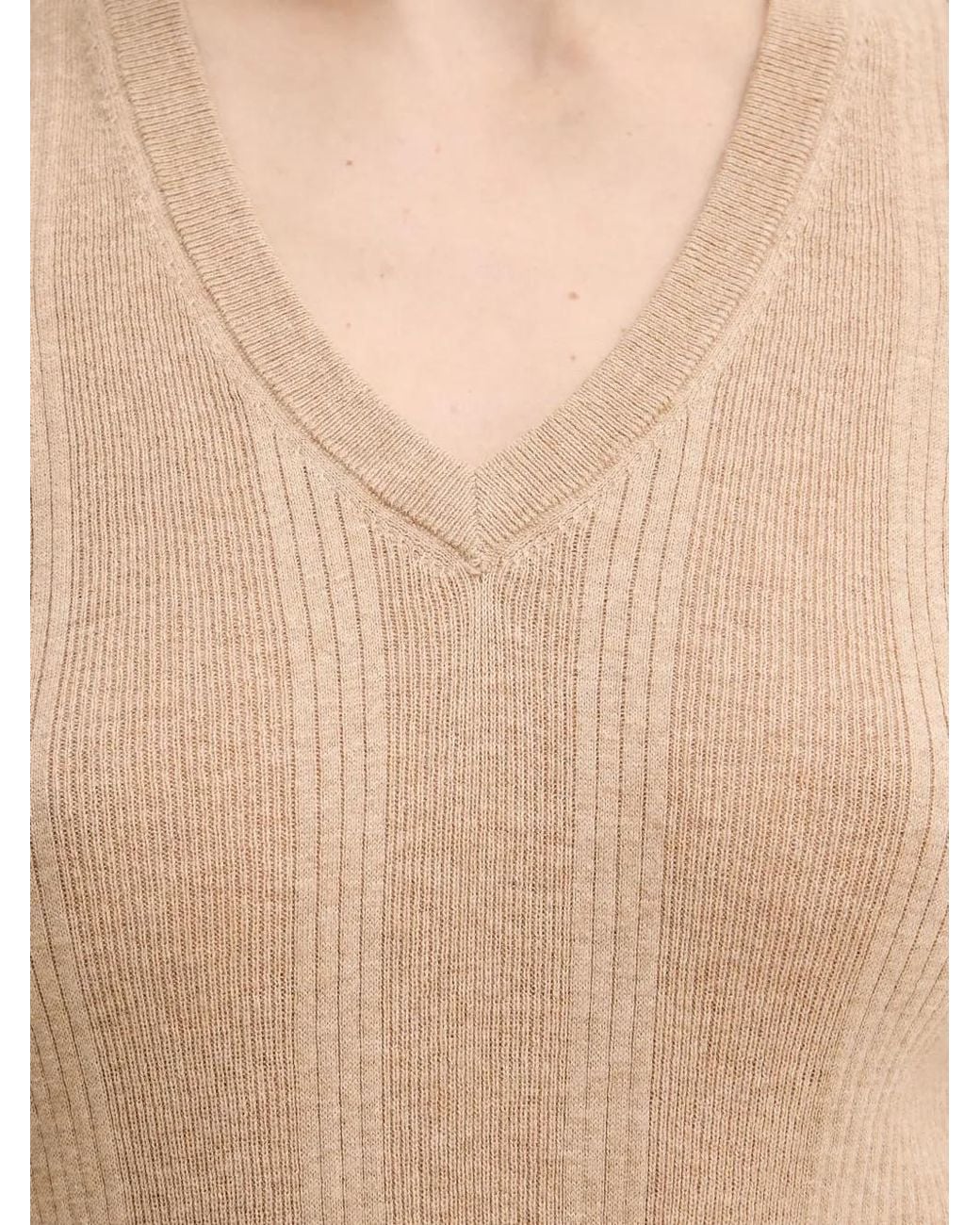 Mos Mosh White Mmrelena Tani Ribbed-Knit V-Neck Top