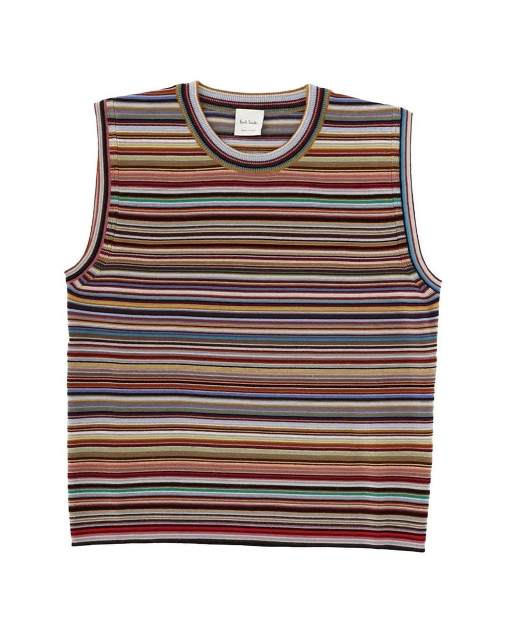 Paul Smith Brown Striped Merino-Wool Sweater