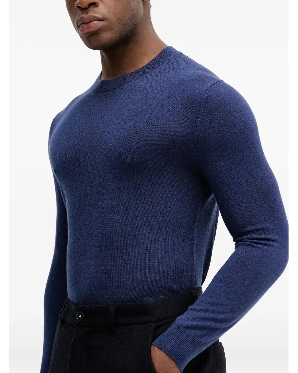 Sisley Blue Long-Sleeve Knitted T-Shirt for men