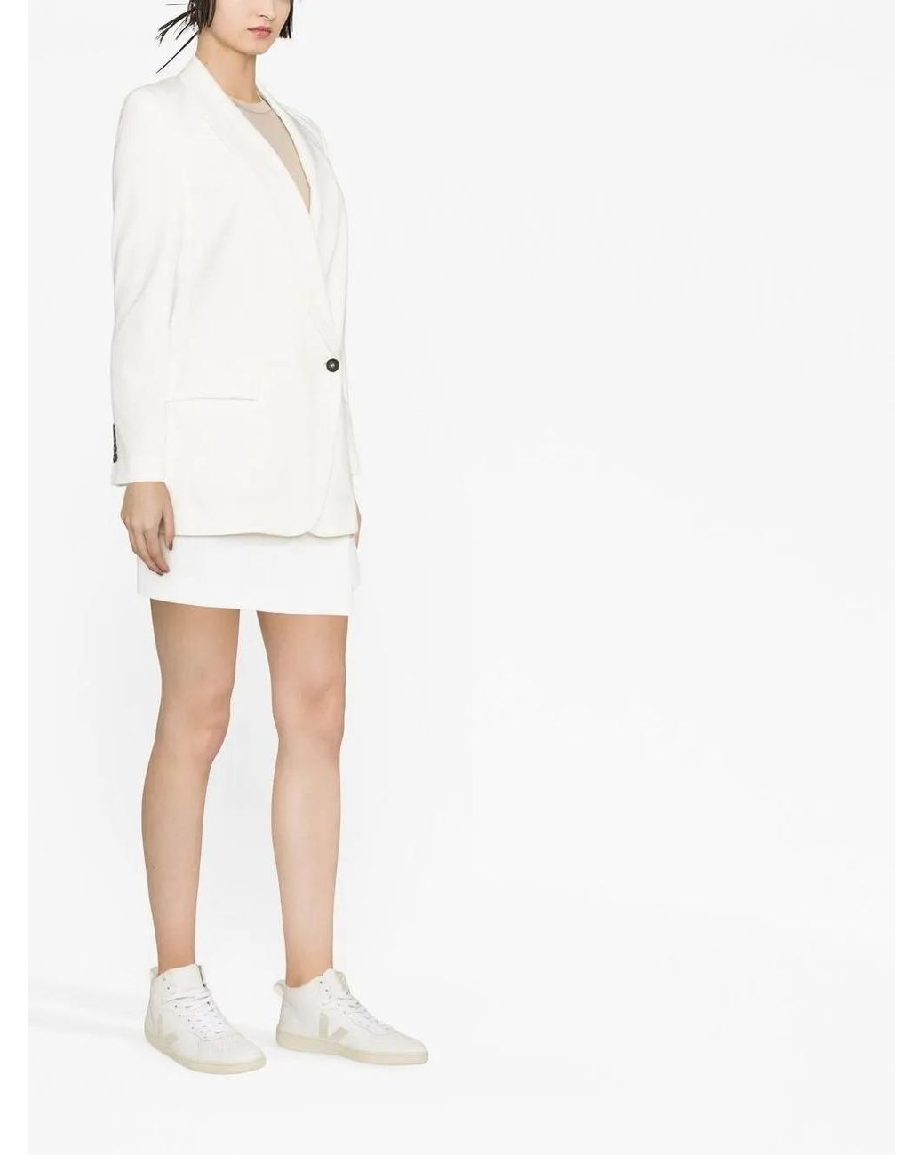 Brunello Cucinelli White Peak-Lapels Blazer