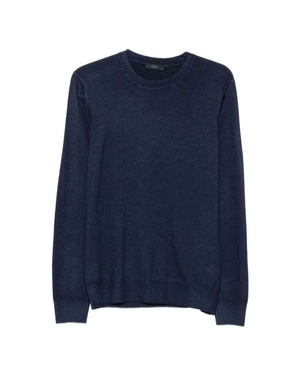 Fay Blue Crew-Neck Long-Sleeve Sweater for men