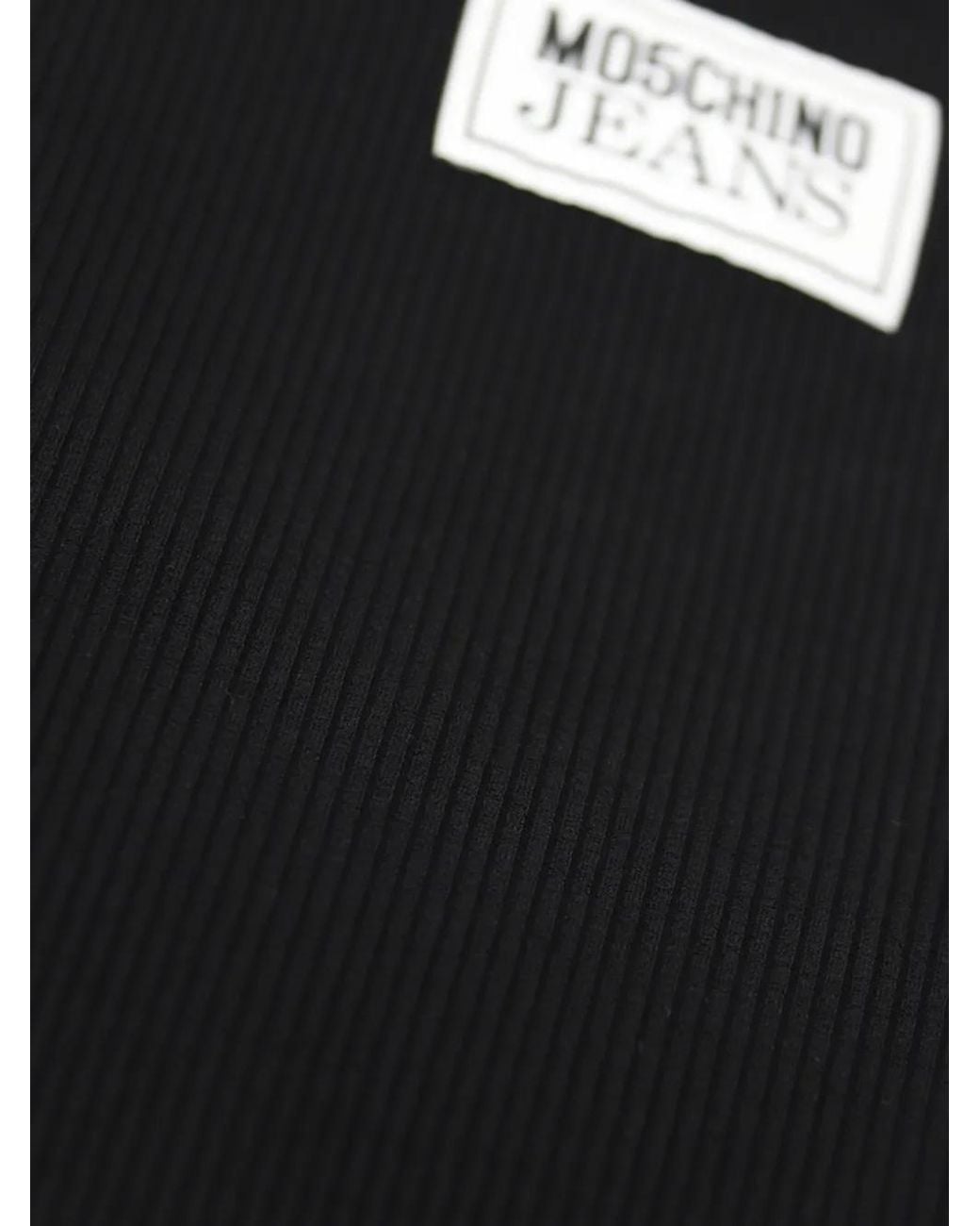 Moschino Black Logo-Patch Ribbed T-Shirt