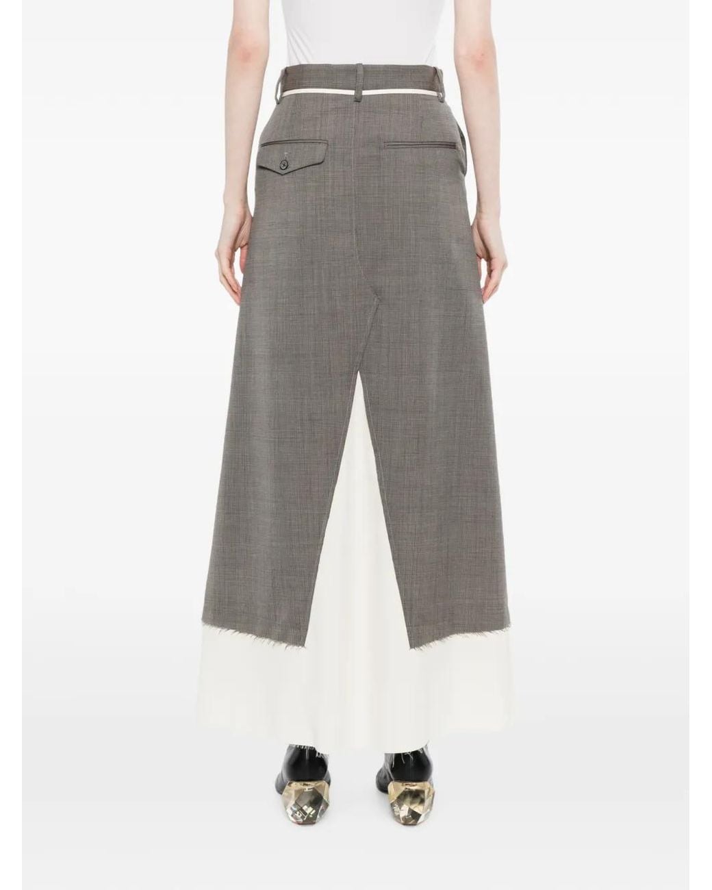 Maison Mihara Yasuhiro Gray Wool Pants Combined Skirt