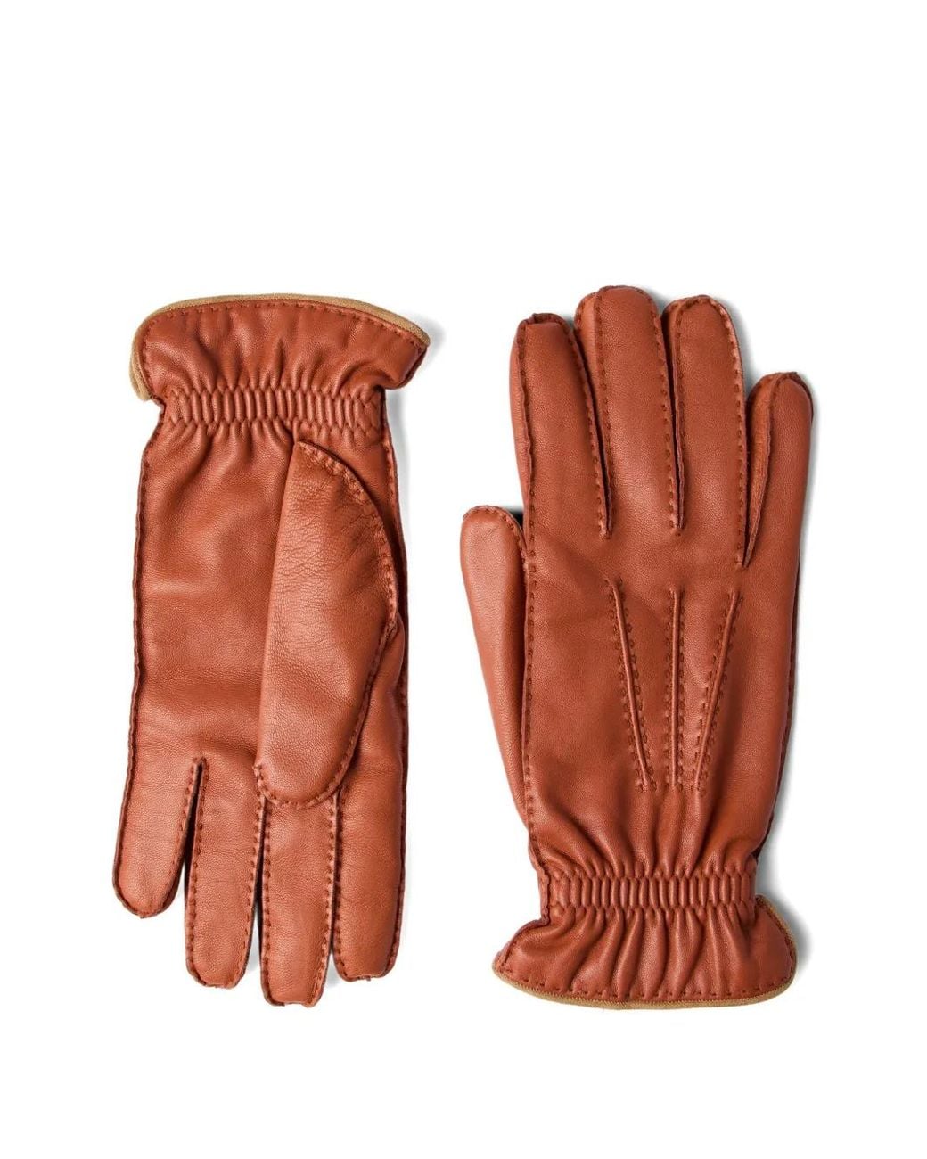 Brunello Cucinelli Orange Nappa Leather Gloves for men