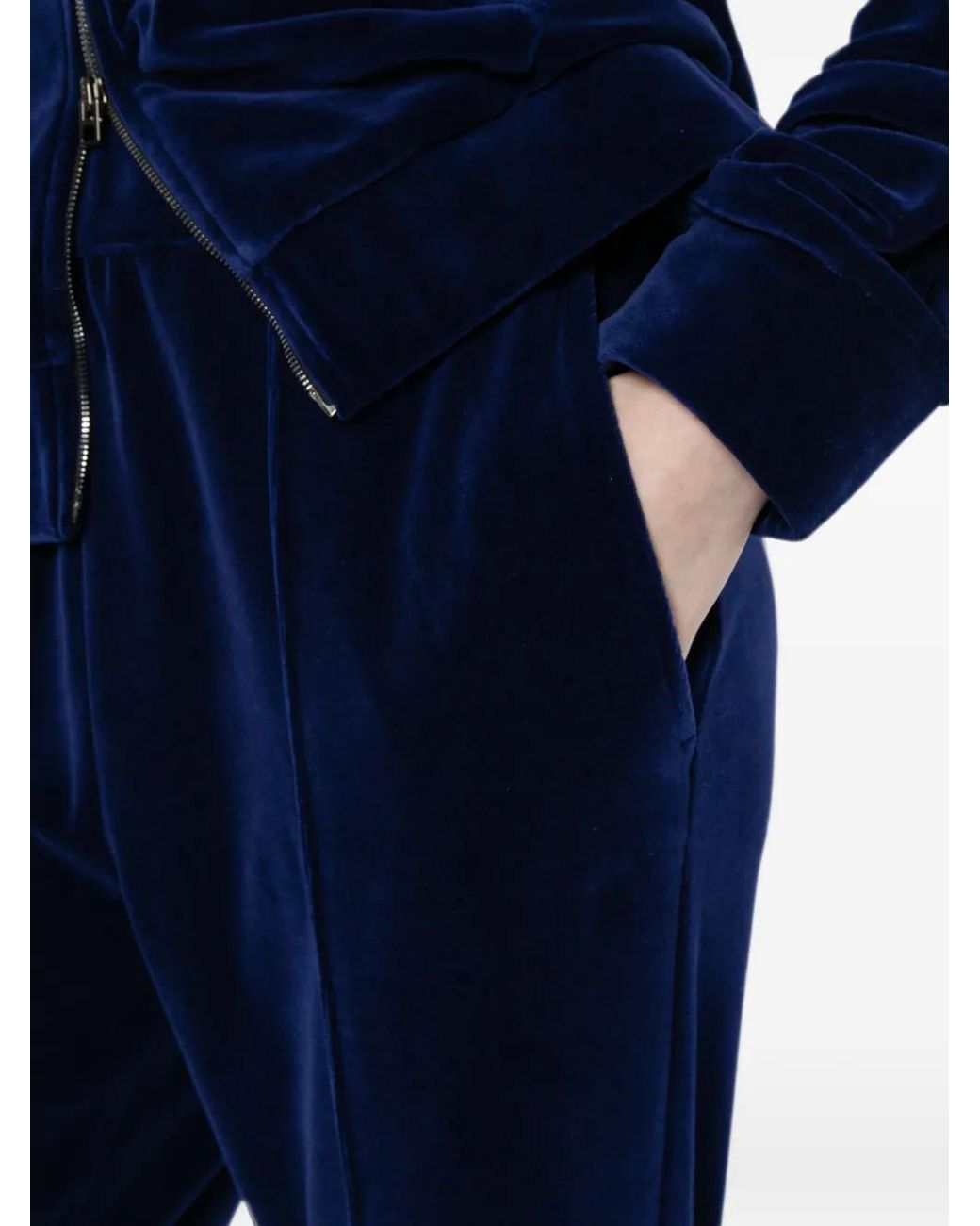 Tom Ford Blue Velour Tonal Tf Embroidered Joggers