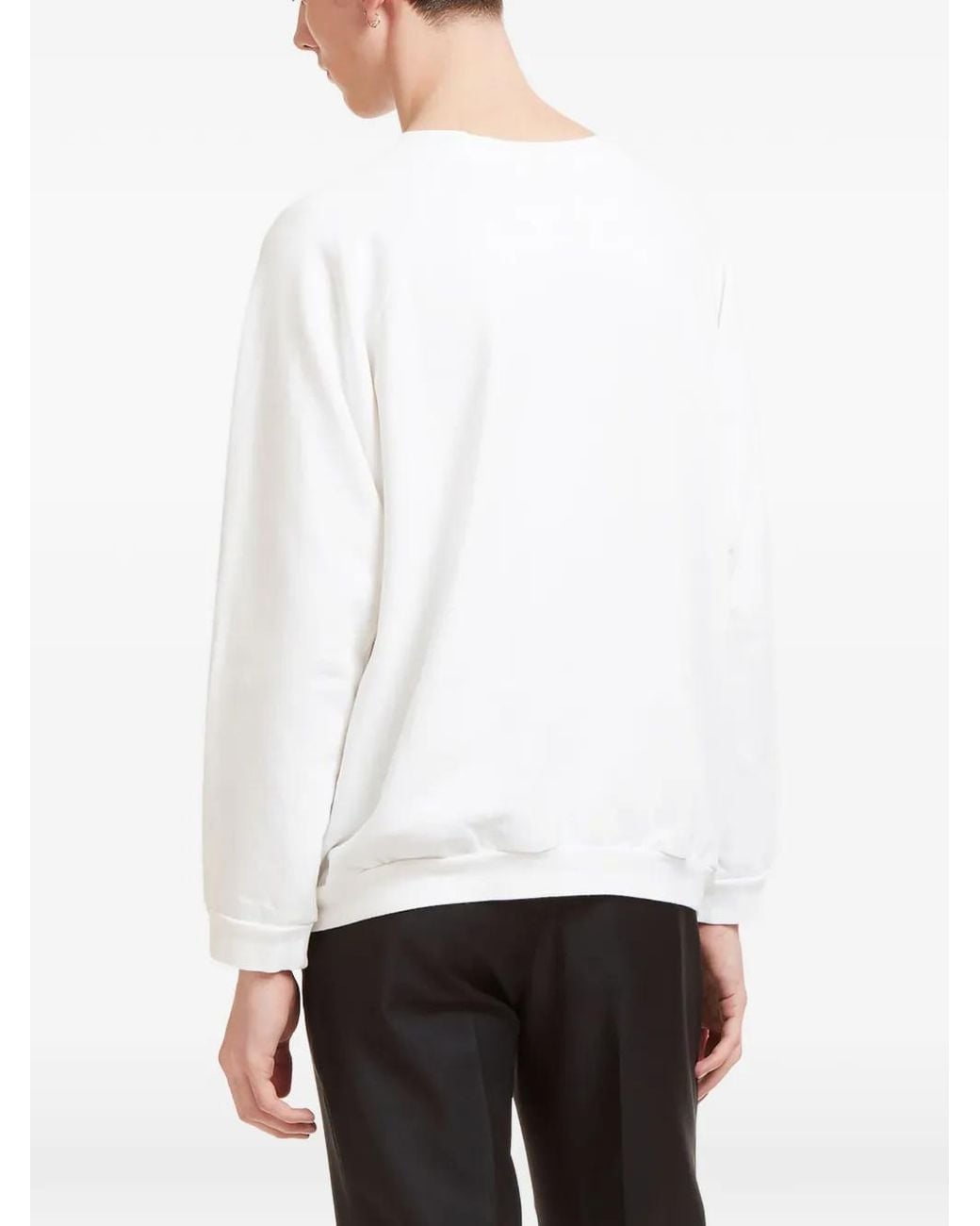 Aiezen White Crew-Neck Raglan-Sleeve Sweatshirt for men