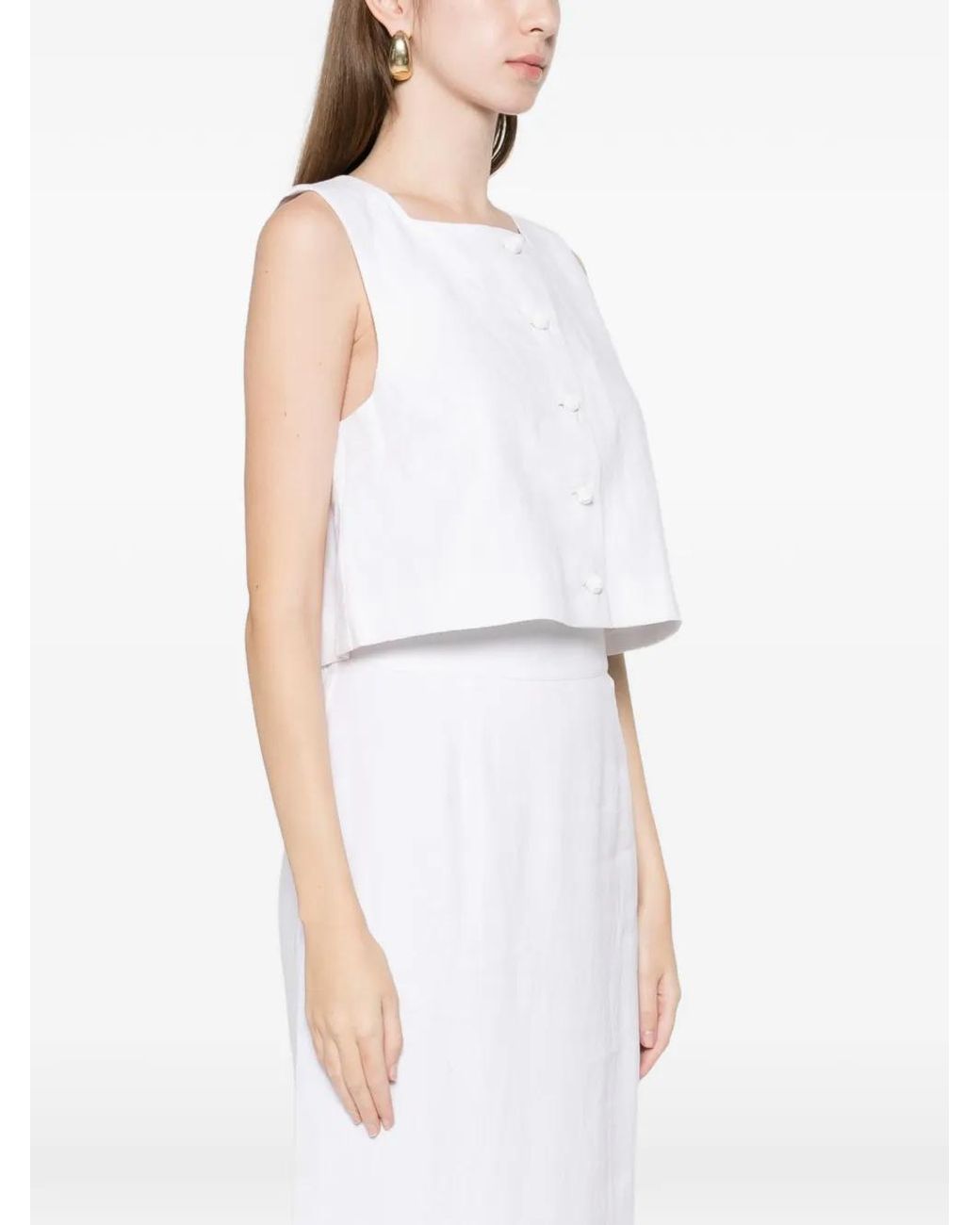 Posse White Rio Button Vest Top