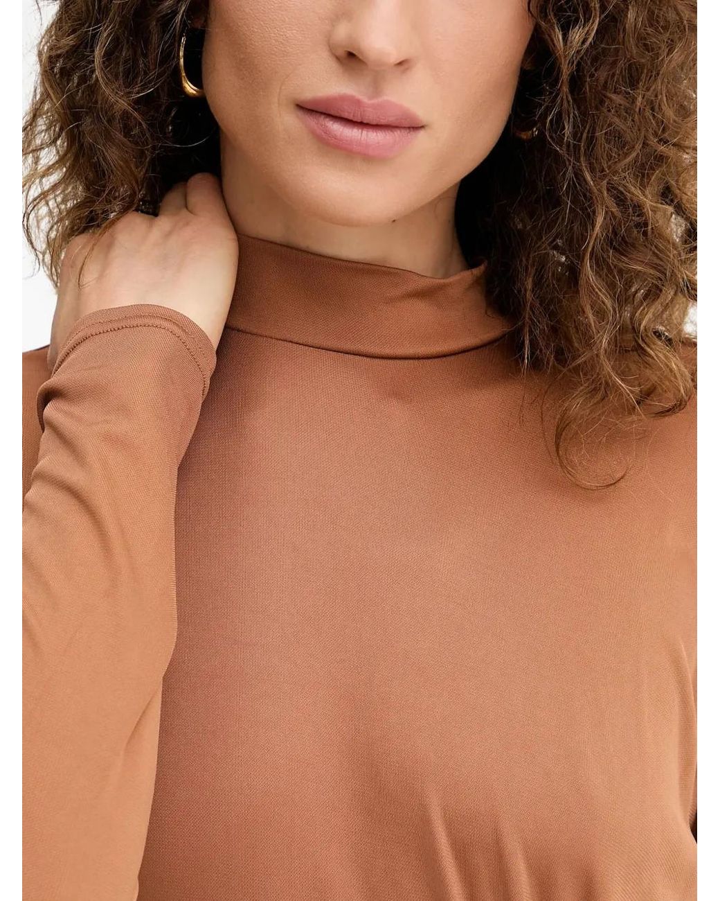 Twinset Brown Buckle-Detail Long-Sleeve Maxi Dress